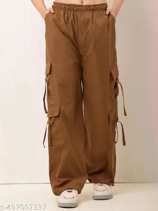 Women Cargo Pants || 6 pkt Cargo ||Baggy Trouser for women || Korean Baggy Trouser || Women Baggy Parachute Pants Woman Mutil Pockets Loose Fit Casual Pants for Women || Black Baggy Trouser