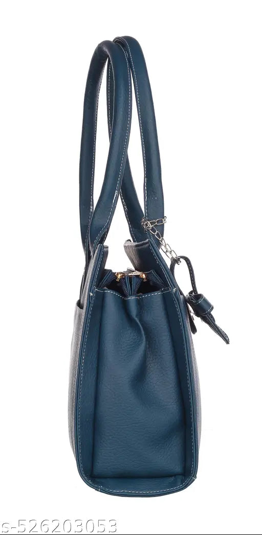 Fostelo Women's Vegan Leather Ocean Side Handbag Shoulder Bag Ladies Purse (Blue) (Large)