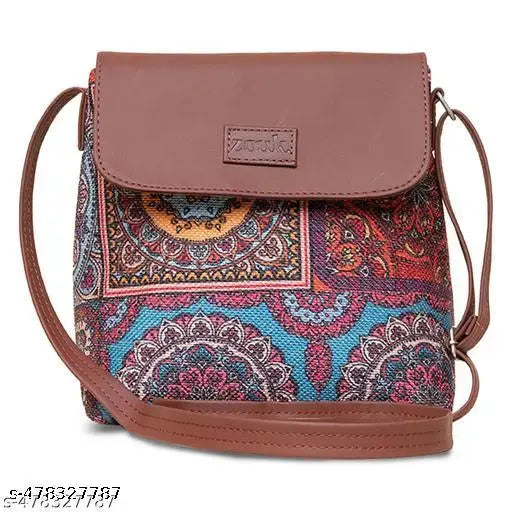 Zouk Multicolor Mandala Print Flap Sling Bag