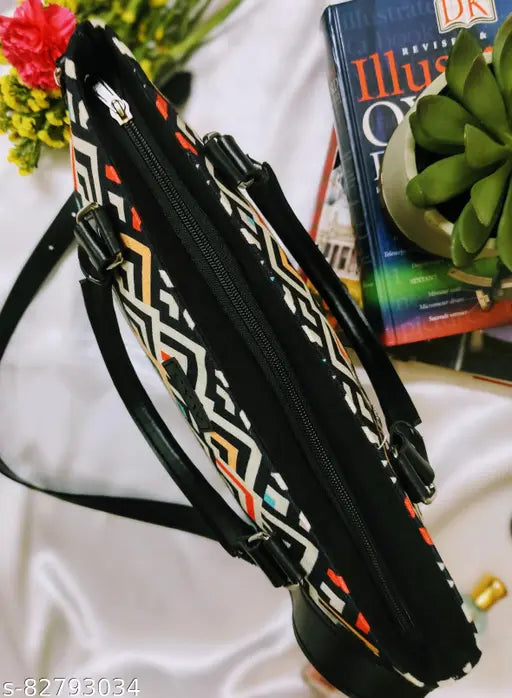 ZIPPERED Tote Bags || Women Geometric Print Shoulder Bag || Girls Multicolor Tote ||  Handbag for Women - Stylish & Durable Tote Bag