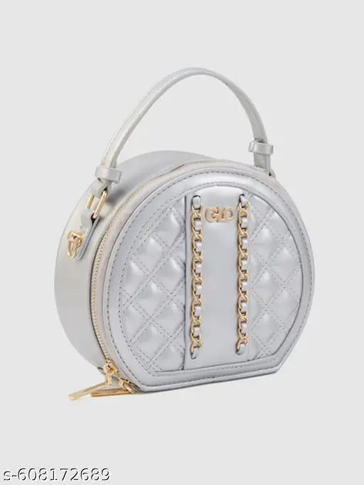 Globus Women Silver Embellished Party Sling Bag