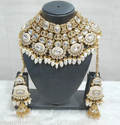 Bajrang Jewels Point Premium Gold-Plated Bridal Jewellery Set – Hand-Craed Imitation Wedding Jewelry, Perfect for Mehndi Vibes, Haldi Hues & Sangeet Sparkles, Bridal Perfectionft & Reception Glam