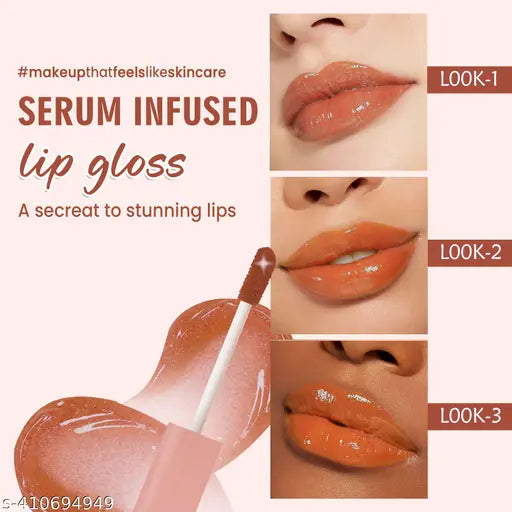 Glamveda High Shine Serum Infused Lip Gloss | Paradise - 119 ( Coral Shade ) For Soft & Dewy Lips, Glossy Finish, Non-sticky & Moisturizing | 4.5ml