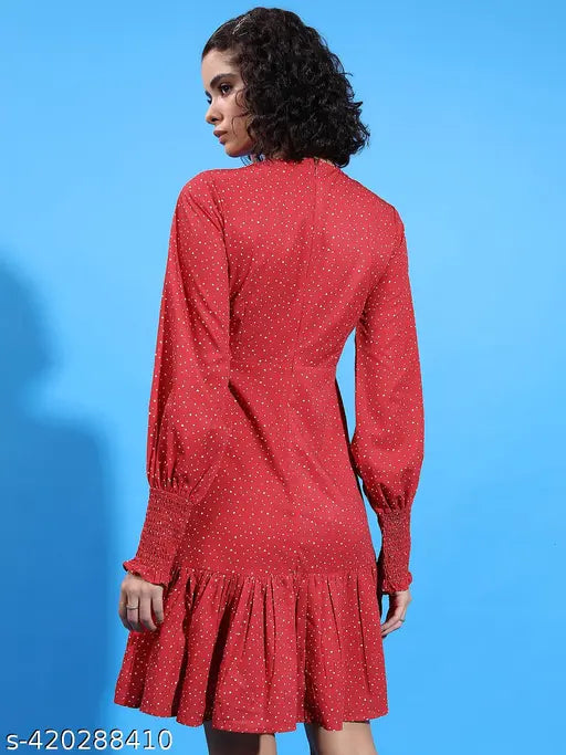 Ketch Women Red Printed Waist Dress