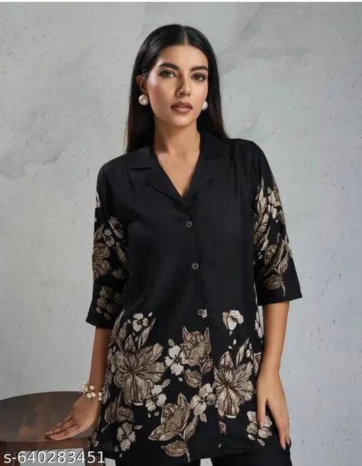 Women Black top bottom set