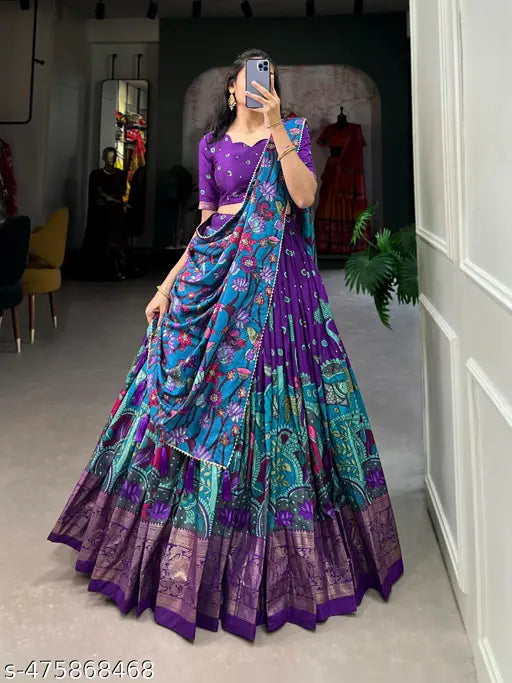 Women's Collection Dolla Silk Lehenga Choli Patola Print with Foil Work With Unstitched Blouse