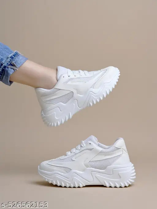 Shoetopia Smart Casual Comfortable White Sneakers For Women & Girls