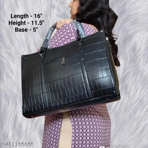 LEATHER HANDBAG OFFICE HANDBAG FOR WOMEN PREMIUM QUALITY TOTE BAG FOR LADIES WITH TWO HANDLES AND SHOULDER STRAP FASHIONABLE CARRYBAG BIG LARGE CAPACITY