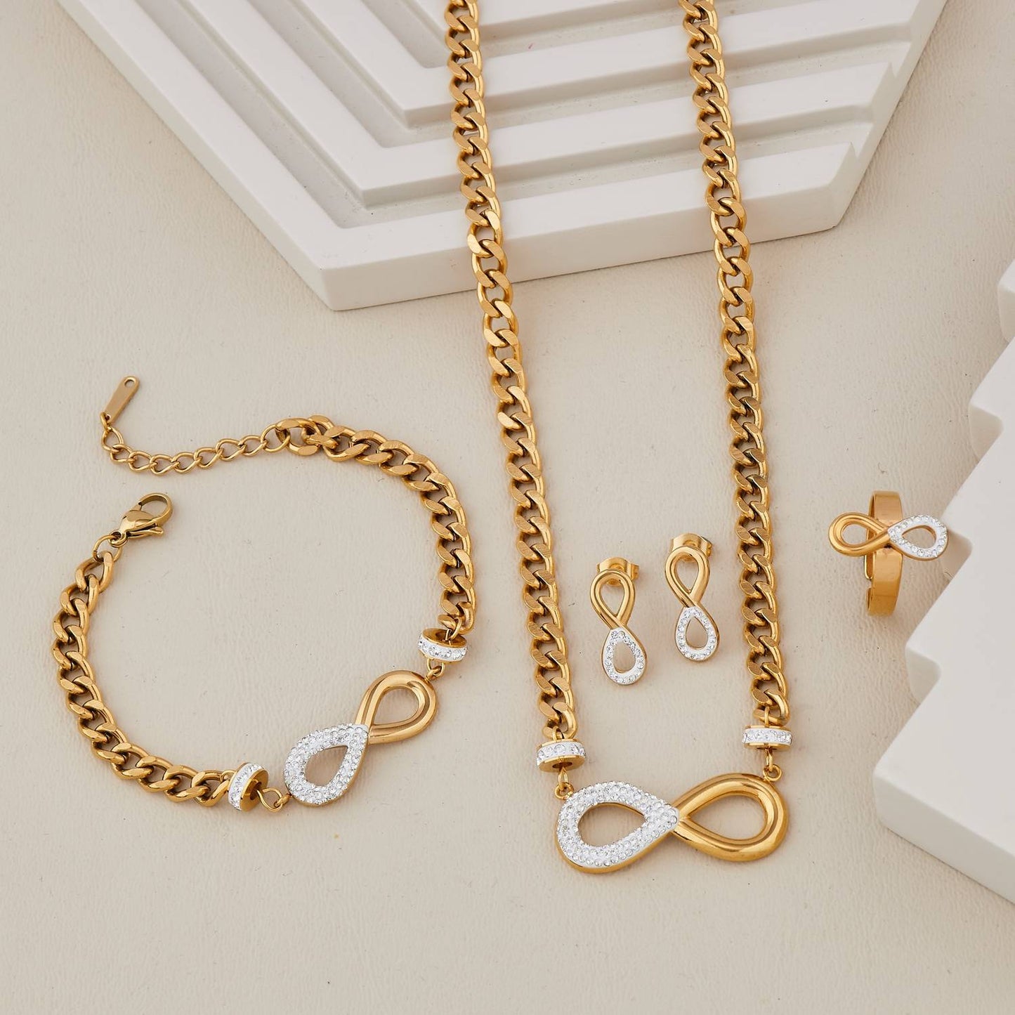 Stainless Steel Gold-plated Gold Jewellery Set