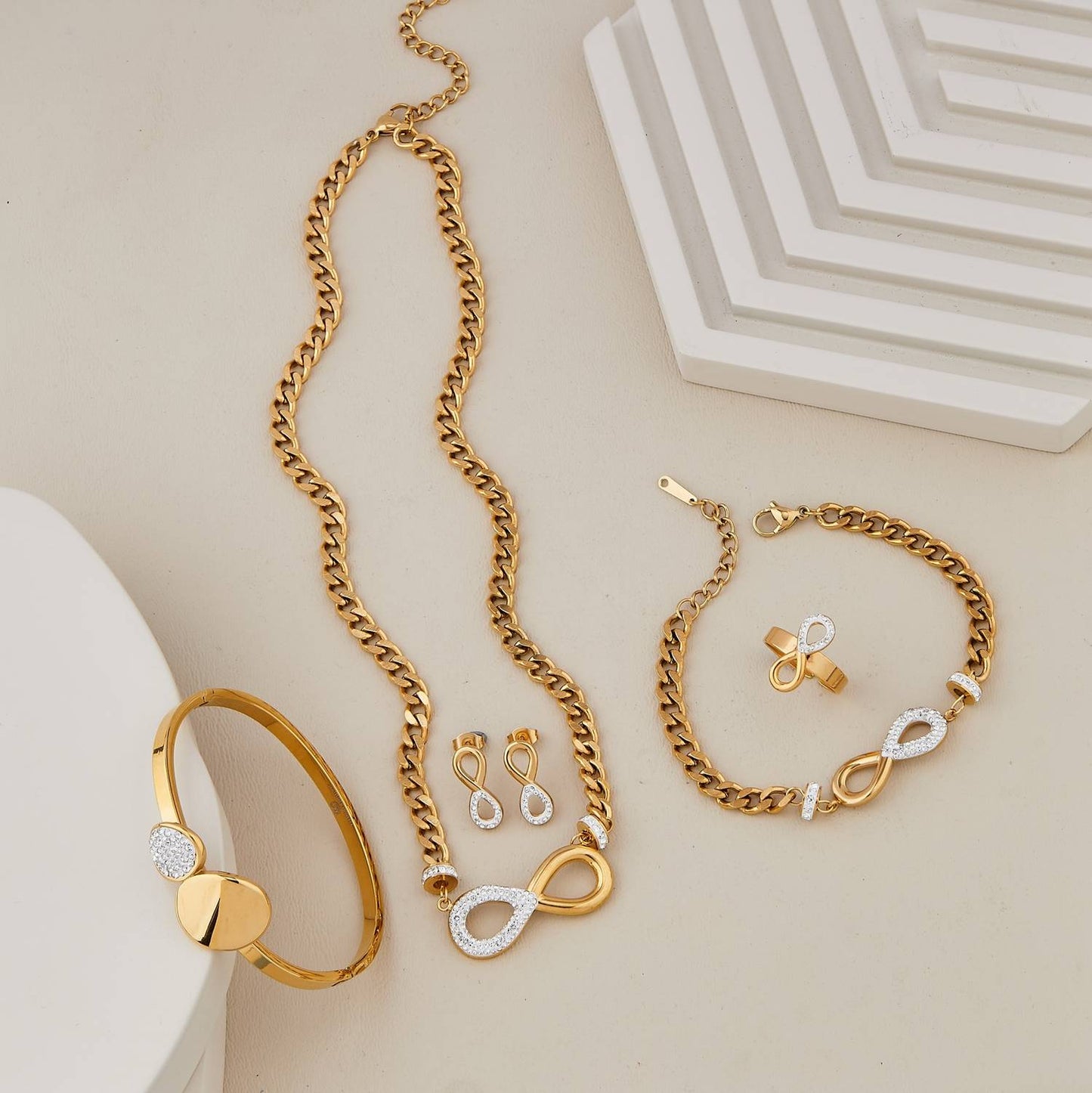 Stainless Steel Gold-plated Gold Jewellery Set