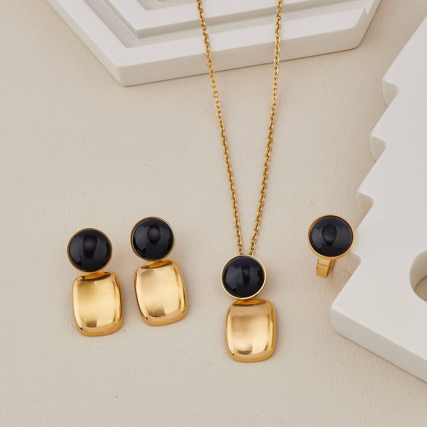 Stainless Steel Gold-plated Gold Jewellery Set