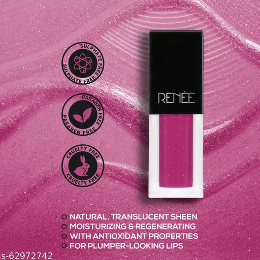 RENEE See Me Shine Lip Gloss - Play That Plum 2.5ml|Non Sticky & Non Drying Formula| Long Lasting Moisturizing Effect| Compact and Easy to Carry