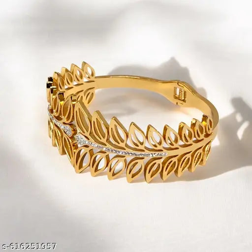 Gold Plated Stainless Steel Anti Tarnish Bracelet with Stone for Girls & Women