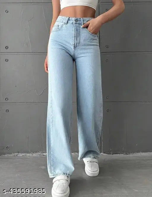 ICE BLUE PREMIUM WIDE LEG DENIM JEANS