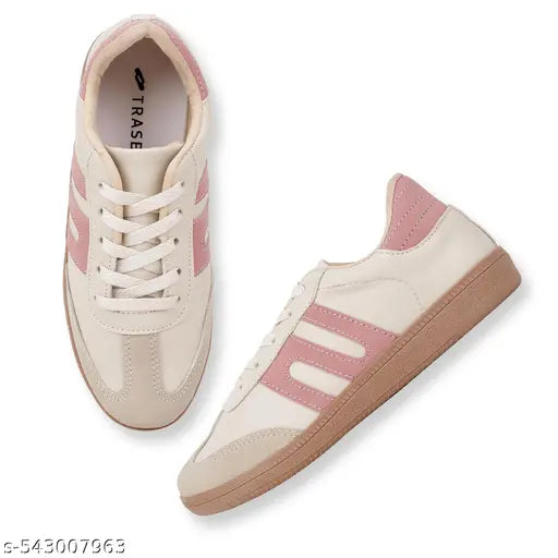 Trase Casual Sneaker Shoes For Women | Soft Cushioned Insole | Sneakers For Woman | Lightweight | Comfortable | Stylish, Trendy Girls And Women Sneakers With Laces (42139, PEACH-CREAM)