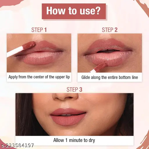 TNW-The Natural Wash Matte Velvet Longstay Liquid Lipstick with Macadamia Oil and Argan Oil - 02 | Transferproof | Pigmented | Spicy Coral | Coral Nude