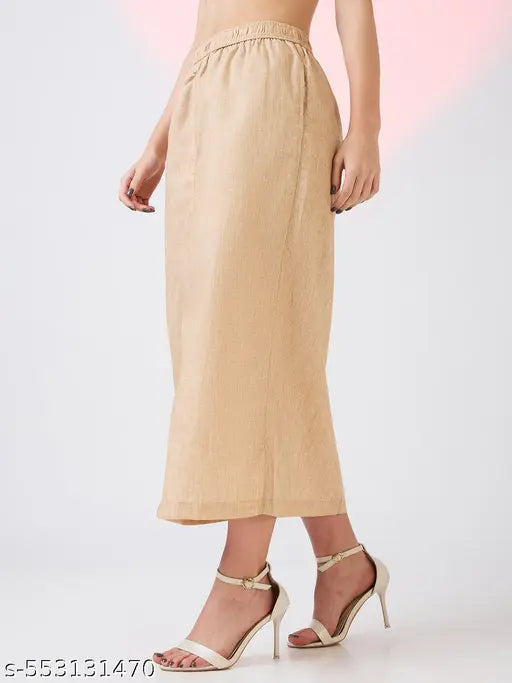 Globus Women Beige Self Design Checkered Mid Rise Side Pockets Midi Workwear Skirt