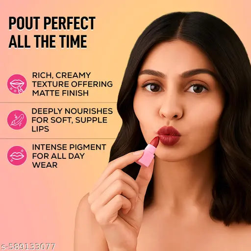 RENEE Everyday Dozen Pout Mini Lipsticks | Creamy Texture, Matte Finish, Long-Lasting | With Shea Butter, Almond Oil & Vitamin E | Hydrates & Softens Lips | Travel-Friendly, Set of 12 | 14.4 g