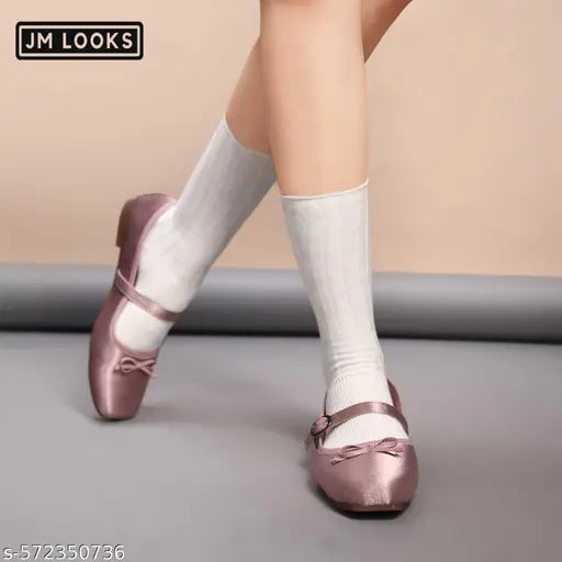 Women's Flat Shoes Mary Jane Ankle Buckle Closer with Embellished Bow Glossy Finish Slip-on for Casual Office Party - Peach