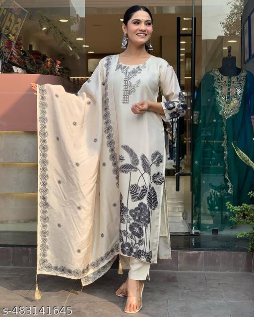 Kachiba Fashion Printed Silk Blend Pakistani Kurta Set
