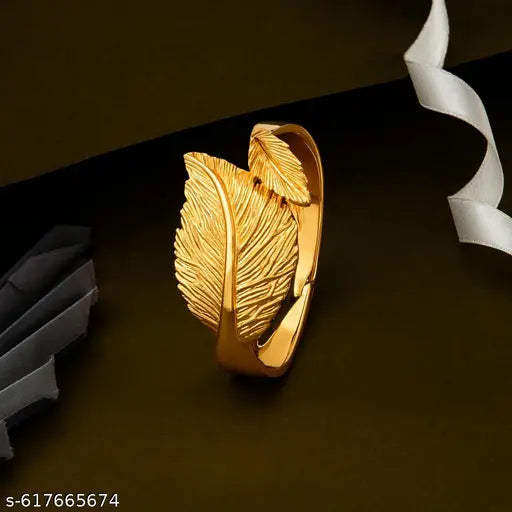 ✨ Elegant Feather Design Gold-Plated Bracelet | Stylish Adjustable Kada for Women | Minimalist Daily & Party Wear Jewellery ✨