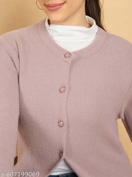 Clapton Hair Wool Winter Wear Women’S Long Cardigan Pink