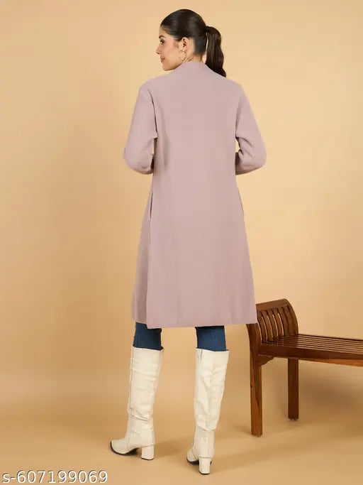 Clapton Hair Wool Winter Wear Women’S Long Cardigan Pink