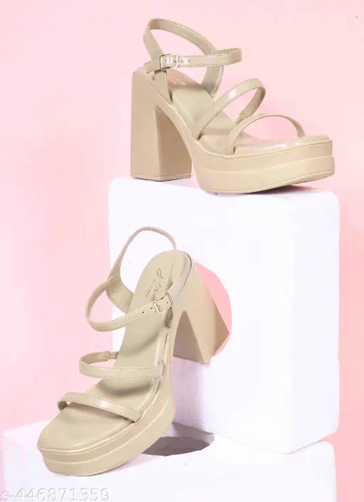 JM Looks Women’s Platform Block Heels with Strappy Design