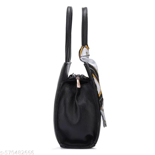 Elegant Cream Handheld Bag with Stylish Scarf Accent