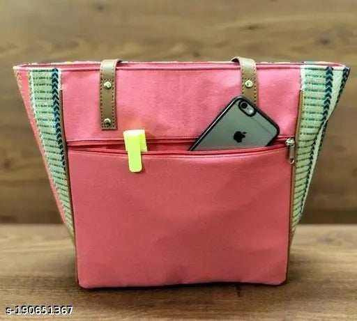 ZIPPERED Stripes College Tote Bag For Women - Western | Large Tote Bag for Women | Women Black Synthetic Solid Fashion Handbags | Geometric Print Tote Bag