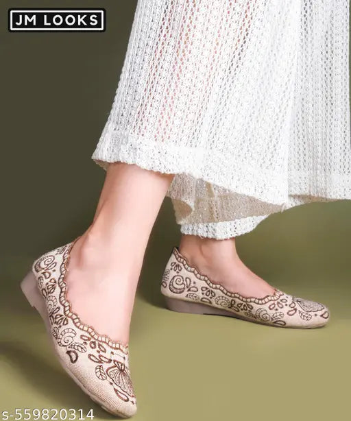 Women's Bellies Flat-ShoesEmbellished Slip-on Shoes for Casual Outing Long Walk - Brown