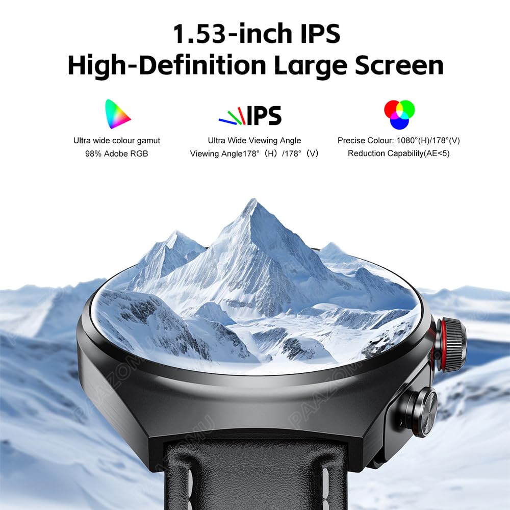 paazomu Smart Watch with Wireless Earbuds, Bluetooth Call Watches for Men 1.53" Steel Material Ultra-Thin Body 9D Sound Effects,Fitness Tracker Sports Watch, Compatible iPhone Android (95 Black) SaumyasStore