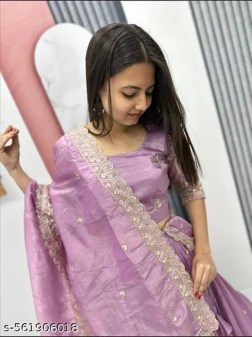 Embroidered Semi Stitched Lehenga Choli