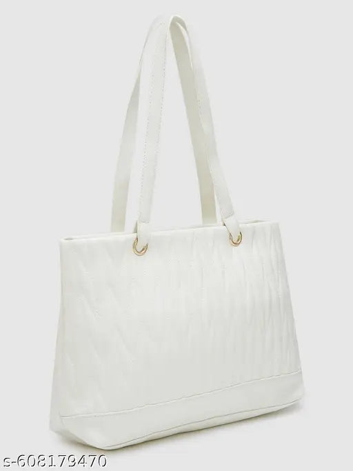 Globus Women White Textured Casual Tote Bag