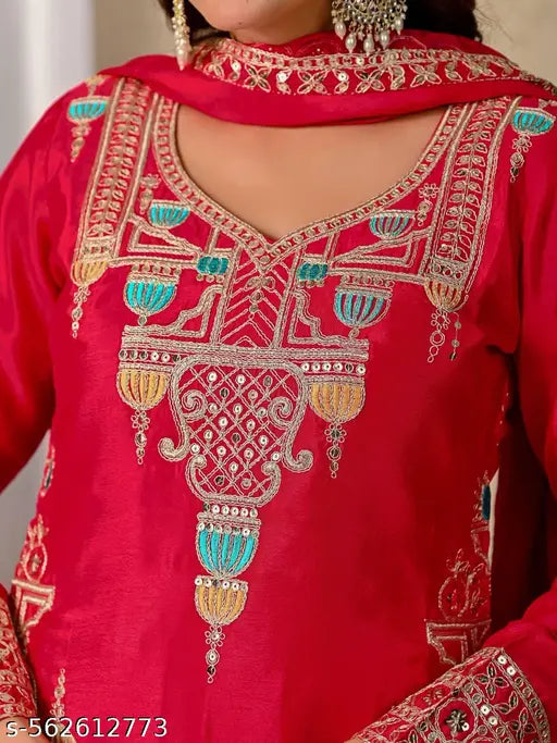 Bold in Red| Designer Sharara Suit Set for Wedding & Party Looks