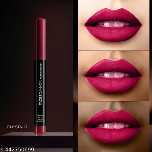 FACES CANADA Ultime Pro HD Intense Matte Lips + Primer - Chestnut 27, 1.4g | 9HR Long Stay | Primer Infused For Flawless HD Matte Finish | Intense Color Lightweight Silky Smooth Cream Application