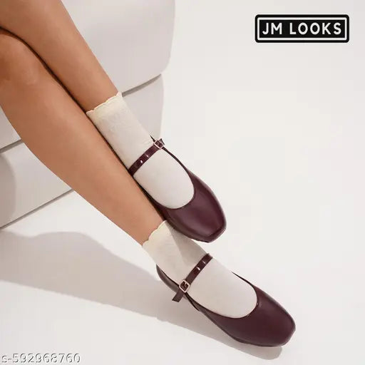 Women’s Mary Jane Flats | Classic Buckle Strap Comfortable Dress Shoes - Cherry