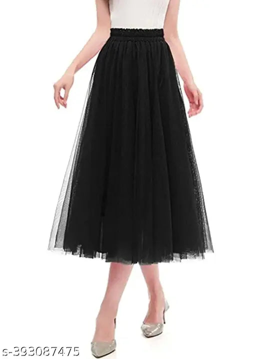 Calf length skirt for women black