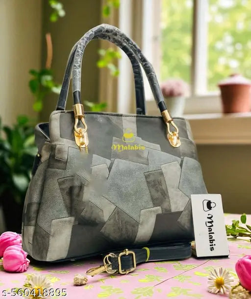 Stylish Black PU Leather Handbag for Women | Shoulder & Tote Bag