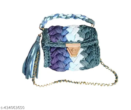 Multicolour fabric handbag