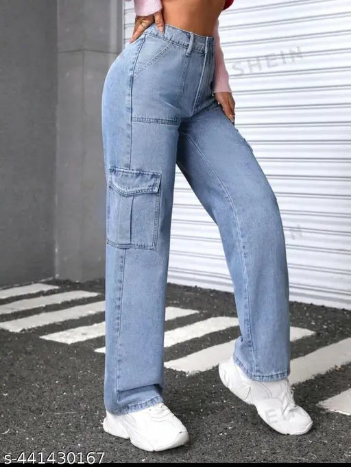 WIDE LEG 6 POCKET CARGO BY 9X DENIM || FLAP POCKET JEANS || FLAP POCKET ICE CARGO WOMEN || FLAP POCKET DENIM CARGO || HIGH WAIST BAGGY WIDELEG DENIM JEANS CARGO POCKET JEANS