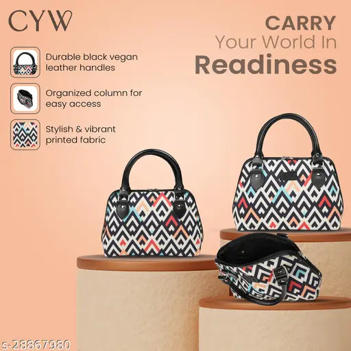 Attractive Women's Multicolor Fabric Handbag