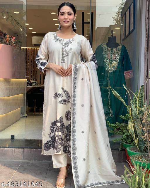 Kachiba Fashion Printed Silk Blend Pakistani Kurta Set