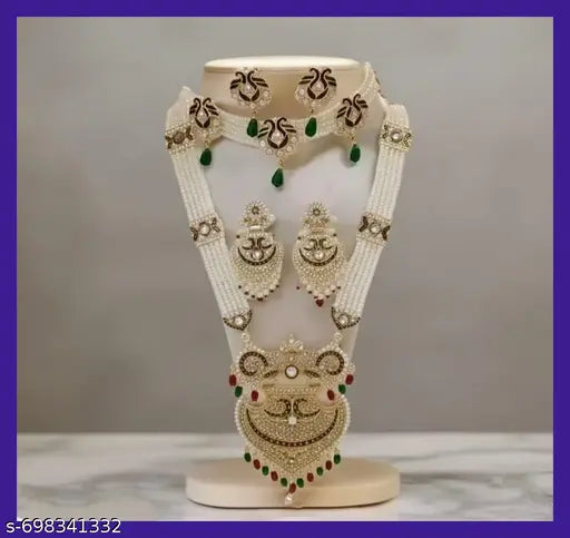 new trendy minakari jewellery set rani har peocock design with gold plated earring and beautiful chikset