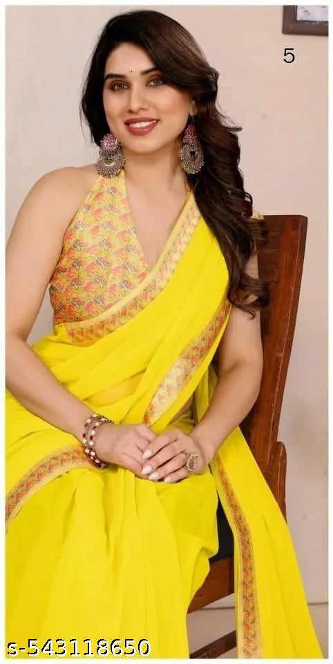 Women's soft Georgette Printed saree with Banglory blouse piece