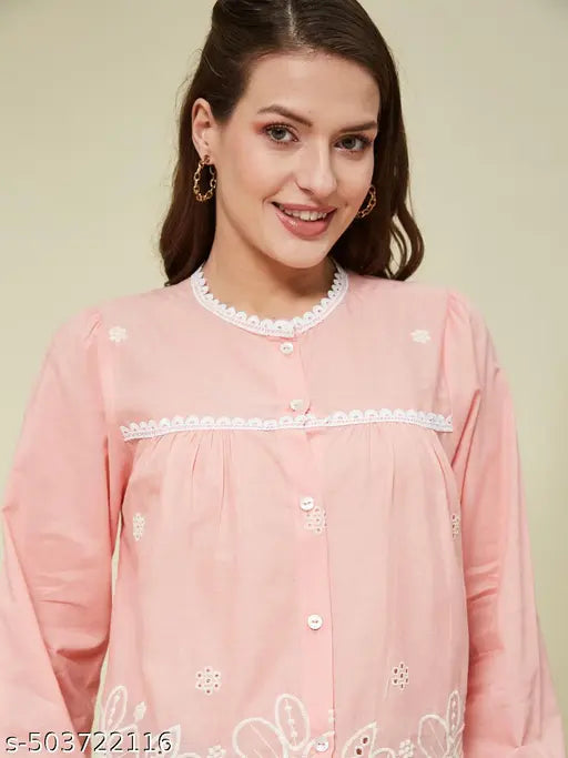Women's Cotton Rose Pink Stylish Shirt