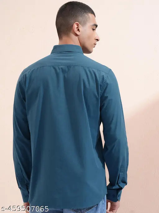 KETCH Men's Solid Regular Green Shirts