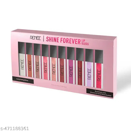 RENEE Shine Forever Lip Gloss Combo, Non Sticky & Non Drying Formula, Long Lasting Moisturizing Effect, Compact and Easy to Carry