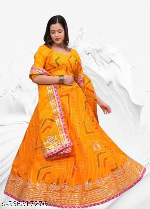 YELLOW TRADITIONAL SILK CHANIYA CHOLI / LEHENGA CHOLI