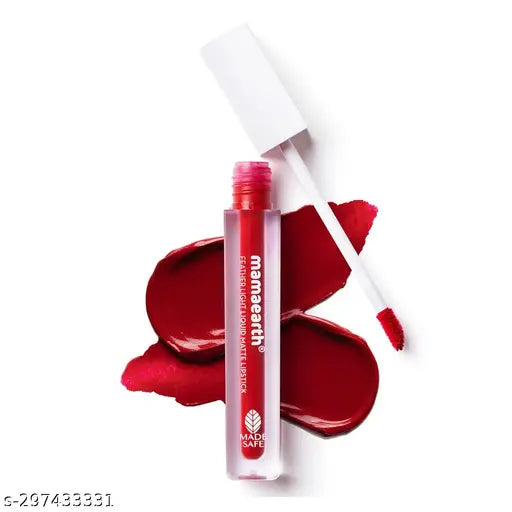 Mamaearth Feather Light Liquid Matte Lipstick with Coconut & Vitamin E for 16-Hour Long Stay (Weightless & Non-Drying) - 06 Red Velvet - 3.5 ml
